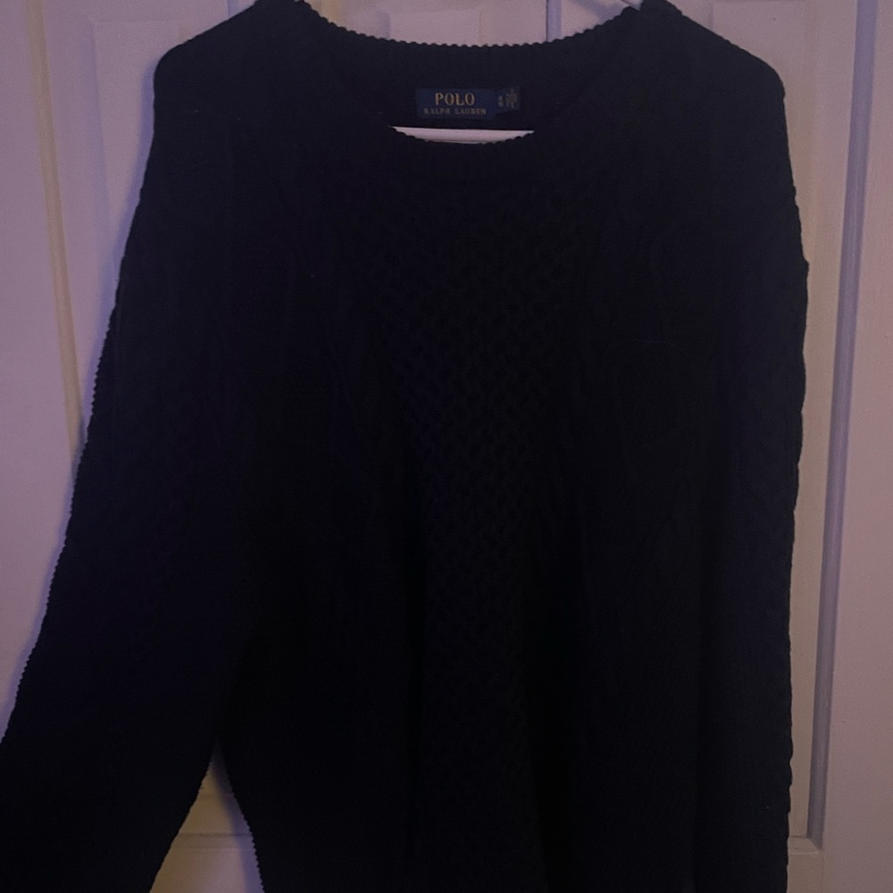 Mens Polo Ralph Lauren Cable Knit sweater Navy Blue